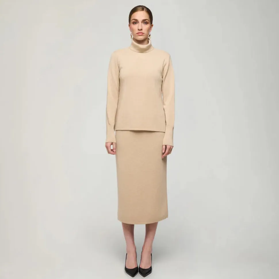 Aarikka naisten neulepusero, NOMI POOLO Vaalea Beige