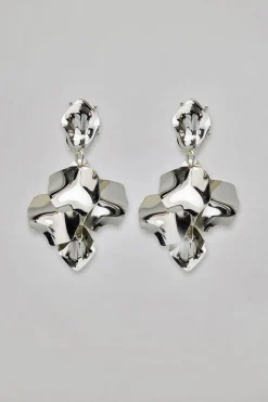 Bow 19 korvakorut, LEAF EARRING Hopeanharmaa