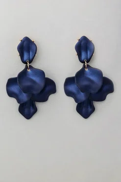 Bow 19 korvakorut, LEAF EARRING PEARL Tummansininen