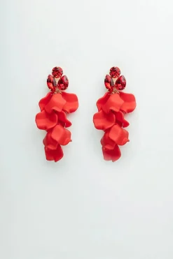 Bow 19 korvakorut, LEAF STONE EARRINGS Punainen