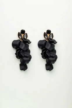 Bow 19 korvakorut, LEAF STONE EARRINGS Musta