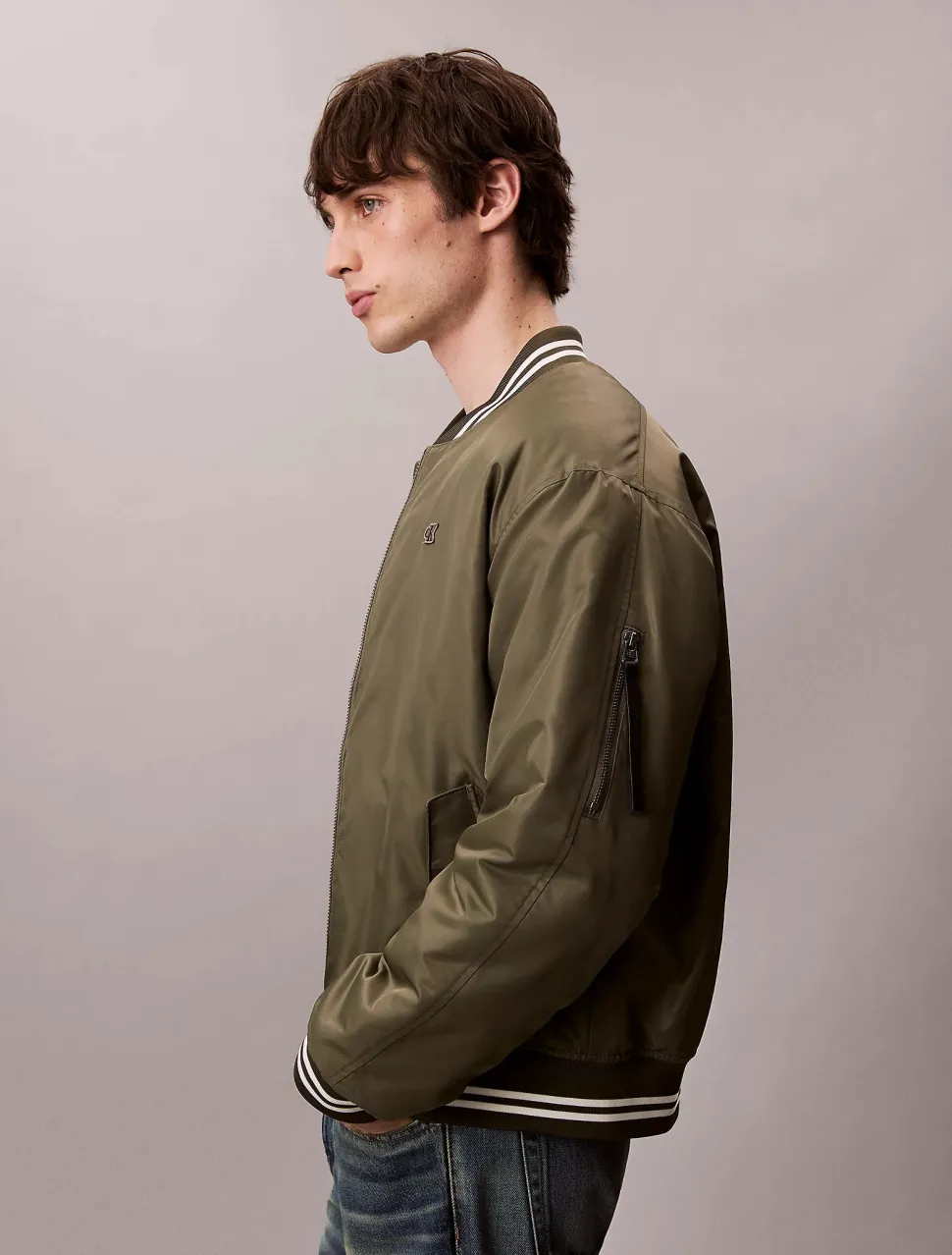 Calvin Klein Jeans miesten takki LS JEANS TIPPED HERO BOMBER JACKET, vihreä