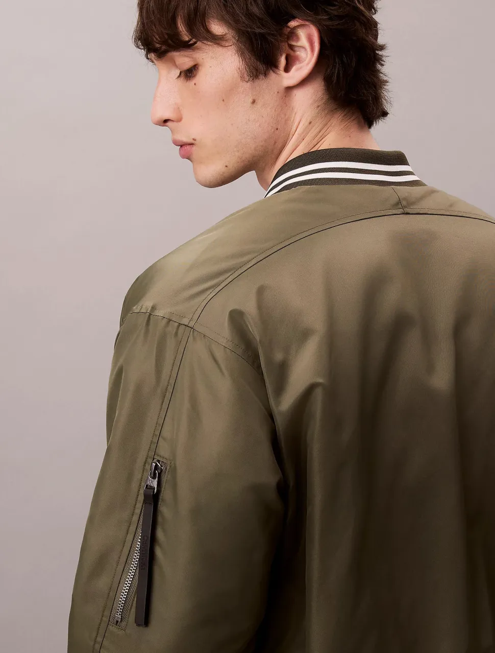 Calvin Klein Jeans miesten takki LS JEANS TIPPED HERO BOMBER JACKET, vihreä