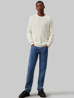 Calvin Klein Jeans Miesten Neulepusero, SOFT UTILITY RAGLAN SWEATER Valkoinen