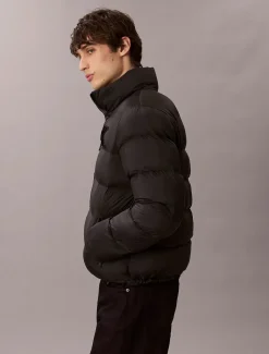 Calvin Klein Jeans miesten Puffertakki, LS NYLON MONOGRAM PUFFER JACKET Musta