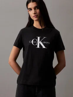 Calvin Klein Jeans Naisten T-Paita, CORE MONOLOGO Musta