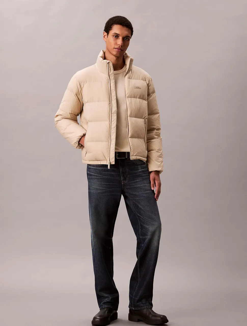 Calvin Klein Menswear miesten takki LS MDWT NYLON CHNNL DOWN PUFFER, valkoinen