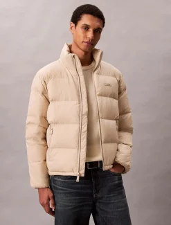Calvin Klein Menswear miesten takki LS MDWT NYLON CHNNL DOWN PUFFER, valkoinen