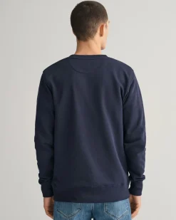 Gant Miesten Collagepaita, REG SHIELD C-NECK Tummansininen