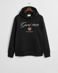 Gant miesten huppari Graphic Hoodies Embroidery, musta