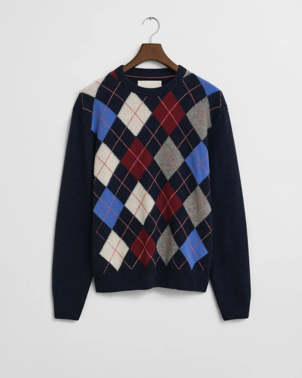 Gant miesten neule, ARGYLE C-NECK Sininen Kuosi