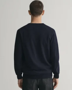 Gant miesten neule, SUPERFINE LAMBSWOOL V-NECK Tummansininen