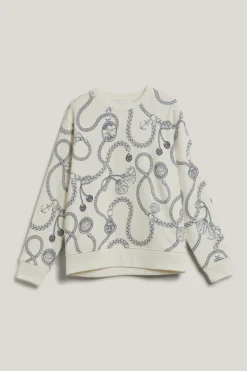 Gant naisten college, SAILING PRINT C-NECK SWEAT Valkopohjainen Kuosi