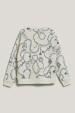 Gant naisten college, SAILING PRINT C-NECK SWEAT Valkopohjainen Kuosi