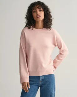Gant Naisten Neulepusero, SUPERFINE LAMBSWOOL C-NECK Vaaleanpunainen