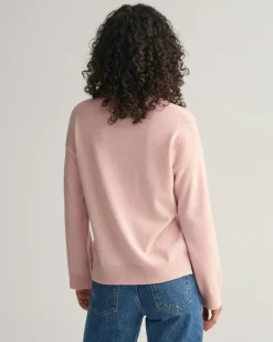 Gant Naisten Neulepusero, SUPERFINE LAMBSWOOL C-NECK Vaaleanpunainen