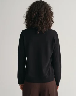Gant Naisten Neulepusero, SUPERFINE LAMBSWOOL C-NECK Musta