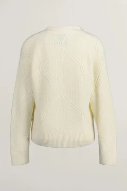 Gant naisten neuletakki, TEXTURE KNIT CARDIGAN Luonnonvalkoinen