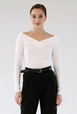 Gauhar Naisten Pusero, CROSS NECKLINE TOP Valkoinen