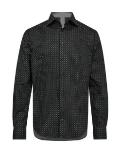 Gino marcello miesten kauluspaita, K GINO MARCELLO MICRO PRINT SHIRT Musta Kuosi