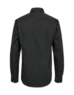 Gino marcello miesten kauluspaita, K GINO MARCELLO MICRO PRINT SHIRT Musta Kuosi