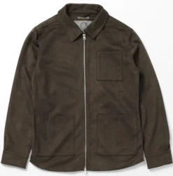 Human Scales miesten paitatakki, RICKARD VEGAN SUEDE OVERSHIRT Tummanruskea