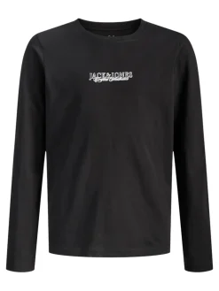 Jack and Jones Junior lasten paita JORBLEECKER MINIMAL TEE LS CREW NECK JNR, musta
