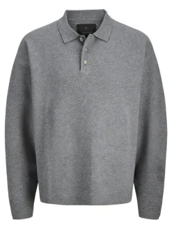 Jack and Jones Junior lasten neulepusero JPRBLABRADFORT KNIT POLO LN JNR, harmaa