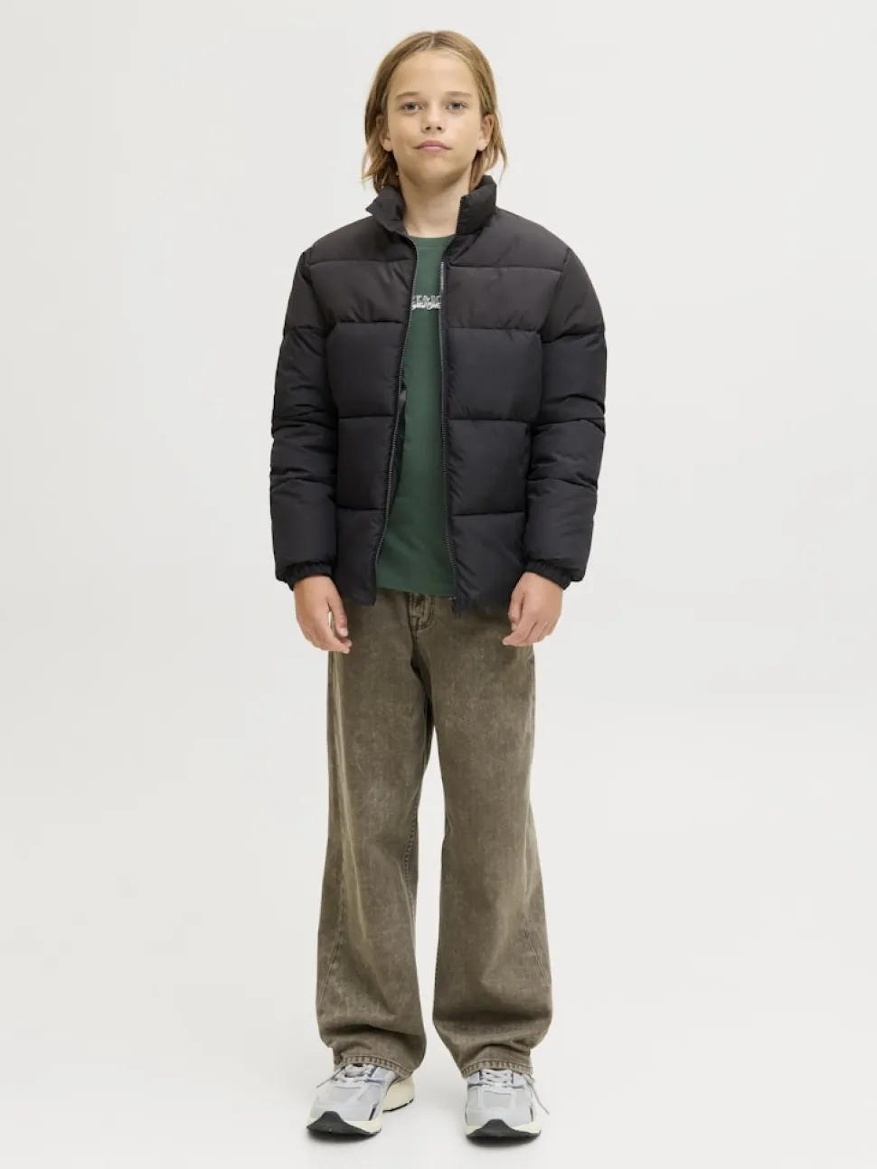 Jack and Jones Junior lasten paita JORBLEECKER MINIMAL TEE LS CREW NECK JNR, vihreä