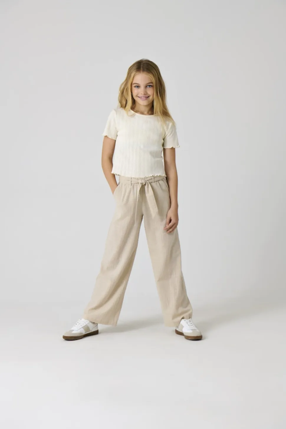 Kids Only lasten housut, KOGSIESTA PULL-UP LINEN BLEND PANT Beige