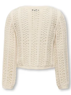 Kids Only lasten neule, KOGMARINA LIFE LS CROP V-NECK TIE KNT Luonnonvalkoinen