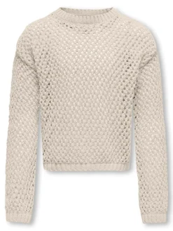 Kids Only lasten neulepusero, KOGDONNA LIFE O-NECK STRUCTURE KNIT Luonnonvalkoinen