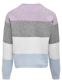Kids Only Tyttöjen Raidallinen Neulepusero, KOGSANDY LS STRIPE PULLOVER Raidallinen Liila