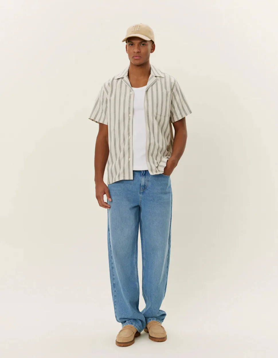 LES DEUX kauluspaita, LAWSON STRIPE SS SHIRT Raidallinen Vihreä
