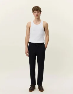 Les Deux miesten housut COMO TAPERED PINSTRIPED PANTS, tummansininen