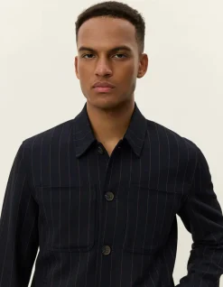 Les Deux miesten hybriditakki, MARSEILLE PINSTRIPE HYBRID JACKET Tummansininen