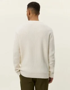 Les Deux miesten neulepusero Eddie Wool Rib Crewneck Knit, valkoinen