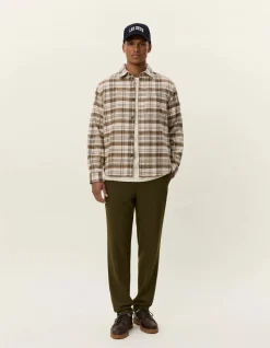 Les Deux miesten paitatakki, LENNON CHECK OVERSHIRT Ruskea Kuosillinen