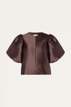 Malina naisten pusero, CLEO POUF SLEEVE BLOUSE Tummanruskea