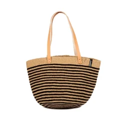 Mifuko laukku, Pamba shopper basket | Black thin stripe RAIDALLINEN MUSTA