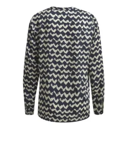 Milano Italy naisten pusero, BLOUSE NAVY PRINT Sininen Kuosi