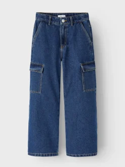 Name It lasten farkut, NKFROSE HW WIDE CARGO JEANS Indigo