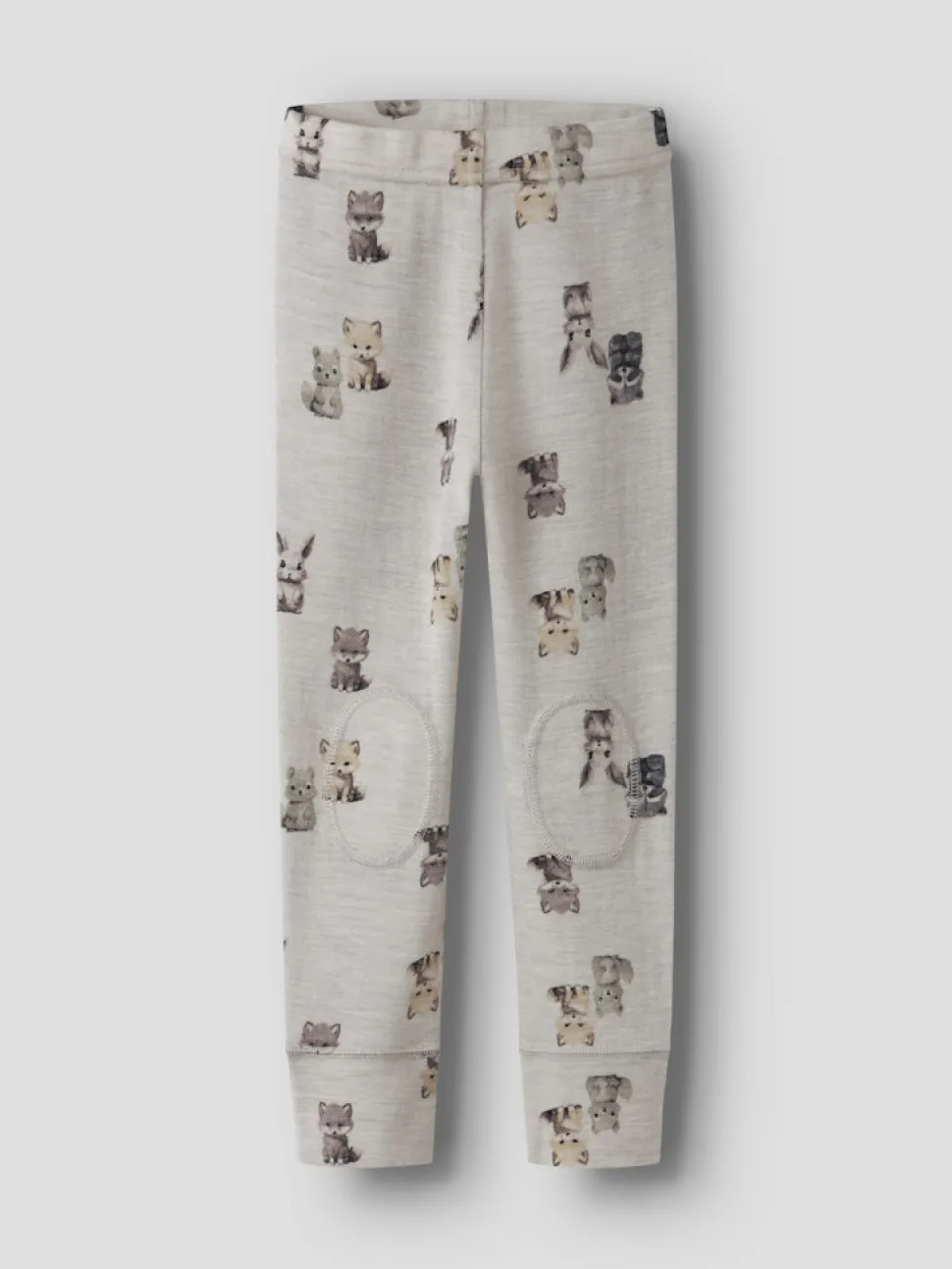Name It Lasten Merinovillaiset Leggingsit, NMMWang Wool Rib Longjohn Aop Kuosillinen Beige