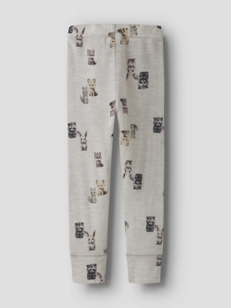 Name It Lasten Merinovillaiset Leggingsit, NMMWang Wool Rib Longjohn Aop Kuosillinen Beige