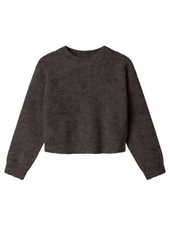 Name It lasten neule, NKFHOLLY LS BOXY SHORT KNIT NOOS Tummanruskea