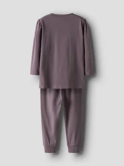 Name It lasten pyjama NMFOLINA STITCH LS NIGHTSET, tumma luumunpunainen