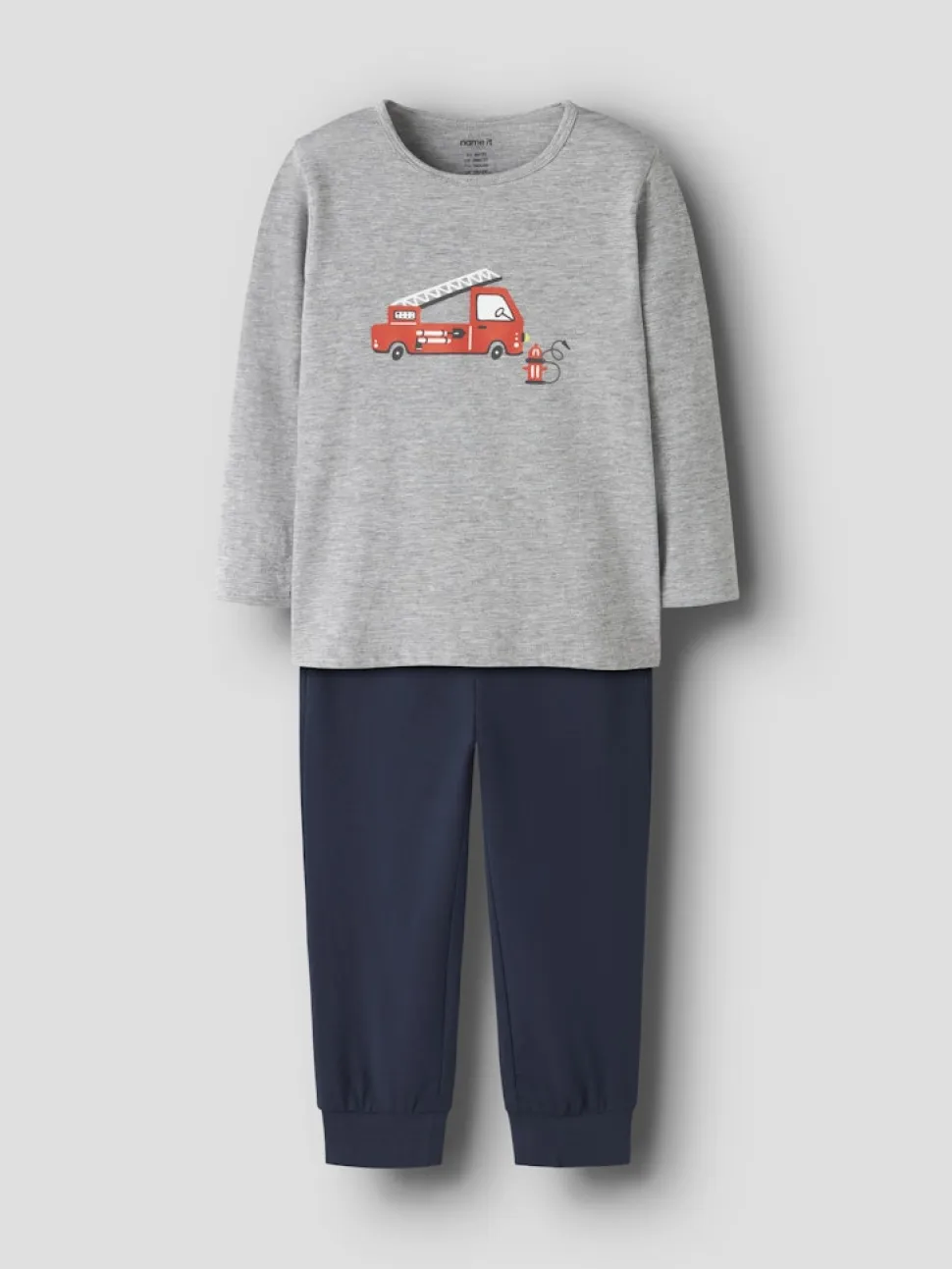 Name It lasten pyjama NMMNIGHTSET GREY FIRETRUCK NOOS, keskiharmaa