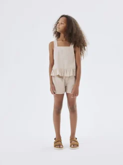 Name It lasten toppi, NKFFALINNEN STRAP TOP Beige