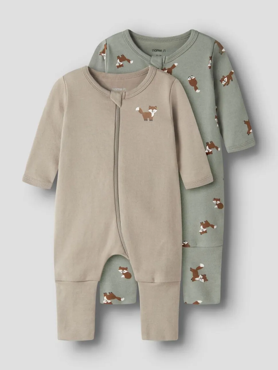 Name It yöasu NBMNIGHTSUIT 2P ZIP FF FOX, vaaleanvihreä