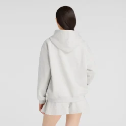 New Balance naisten huppari Linear Heritage Fleece Hoodie, vaaleanharmaa